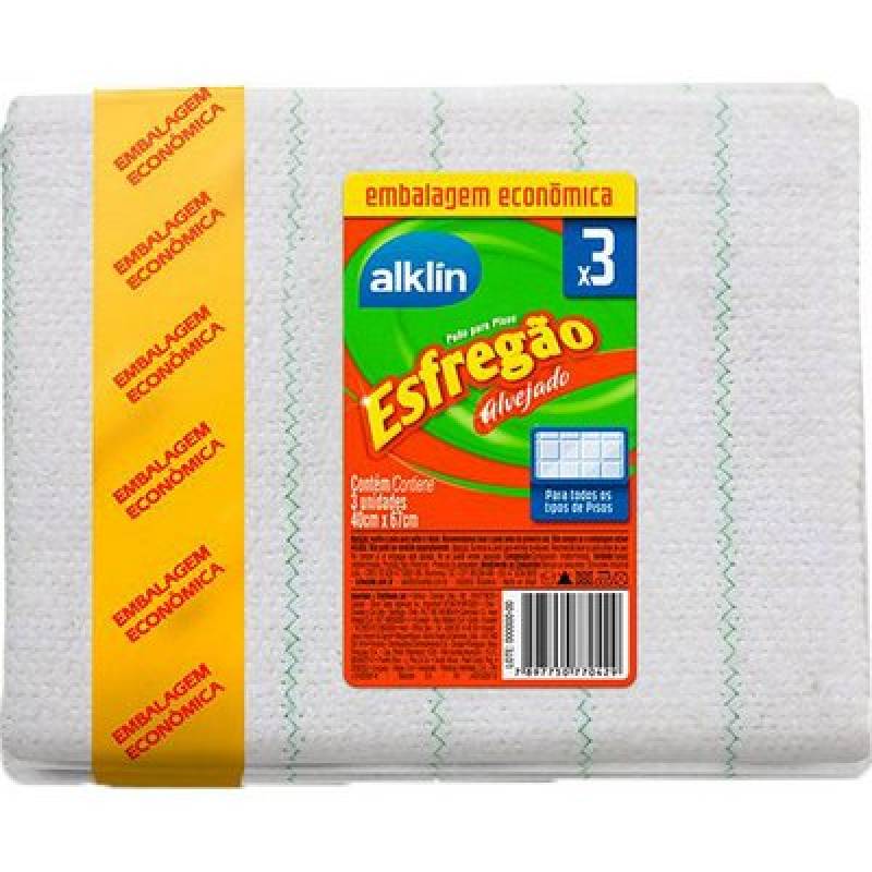 ESFREGÃO ALVEJADO M 40cm X 67cm pct c/ 3 Unid. ALKLIN ALKLIN