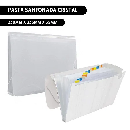 PASTA SANFONADA A4 C/ 12 DIVISÓRIAS CRISTAL - ACP ACP