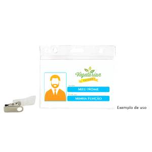 CRACHÁ IDENTIFICADOR HORIZONTAL C/ CLIPS E ALÇA 70x100mm TRANSPARENTE - ACP