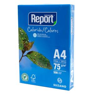 PAPEL A4 210mmX297mm 75g 500fls AZUL REPORT - SUZANO
