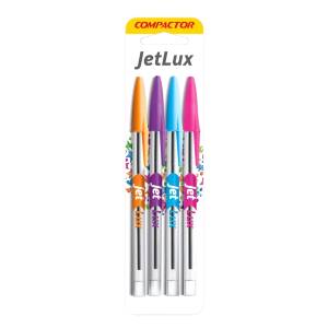 CANETA ESFEROGRÁFICA JETLUX C/ 4 Unid. COLORIDA - COMPACTOR