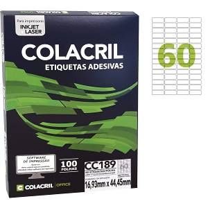 ETIQUETA ADESIVA CARTA 16,93mmx44,45mm C/ 100Fls CC189 - COLACRIL