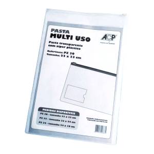 PASTA MULTI USO TRANSPARENTE C/ ZIPER PLÁSTICO 22X33cm - ACP