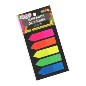 MARCADOR DE PAGINA SETA 12X44mm 5 CORES NEON C/ 100Fls - BRW