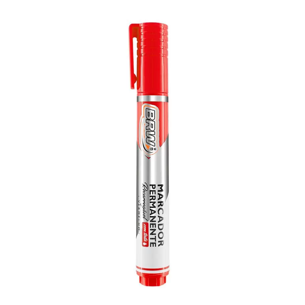 MARCADOR PERMANENTE RECARREGÁVEL VERMELHO - BRW